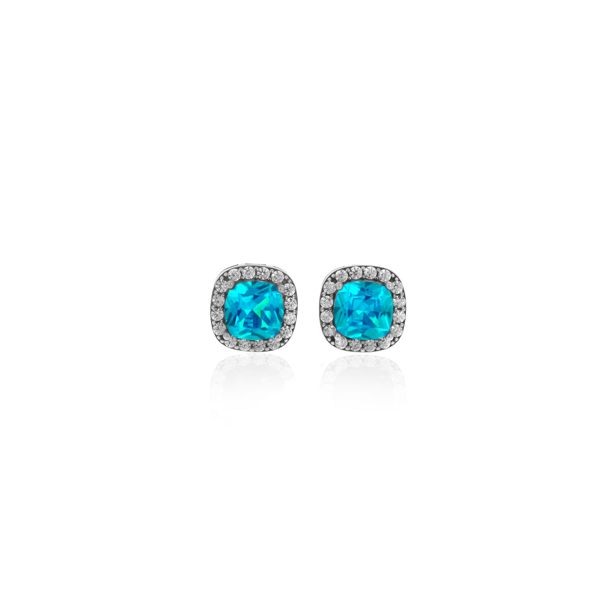 Sterling Silver Square Birthstone Stud Earrings