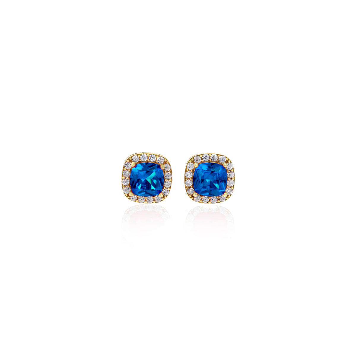 Sterling Silver Square Birthstone Stud Earrings