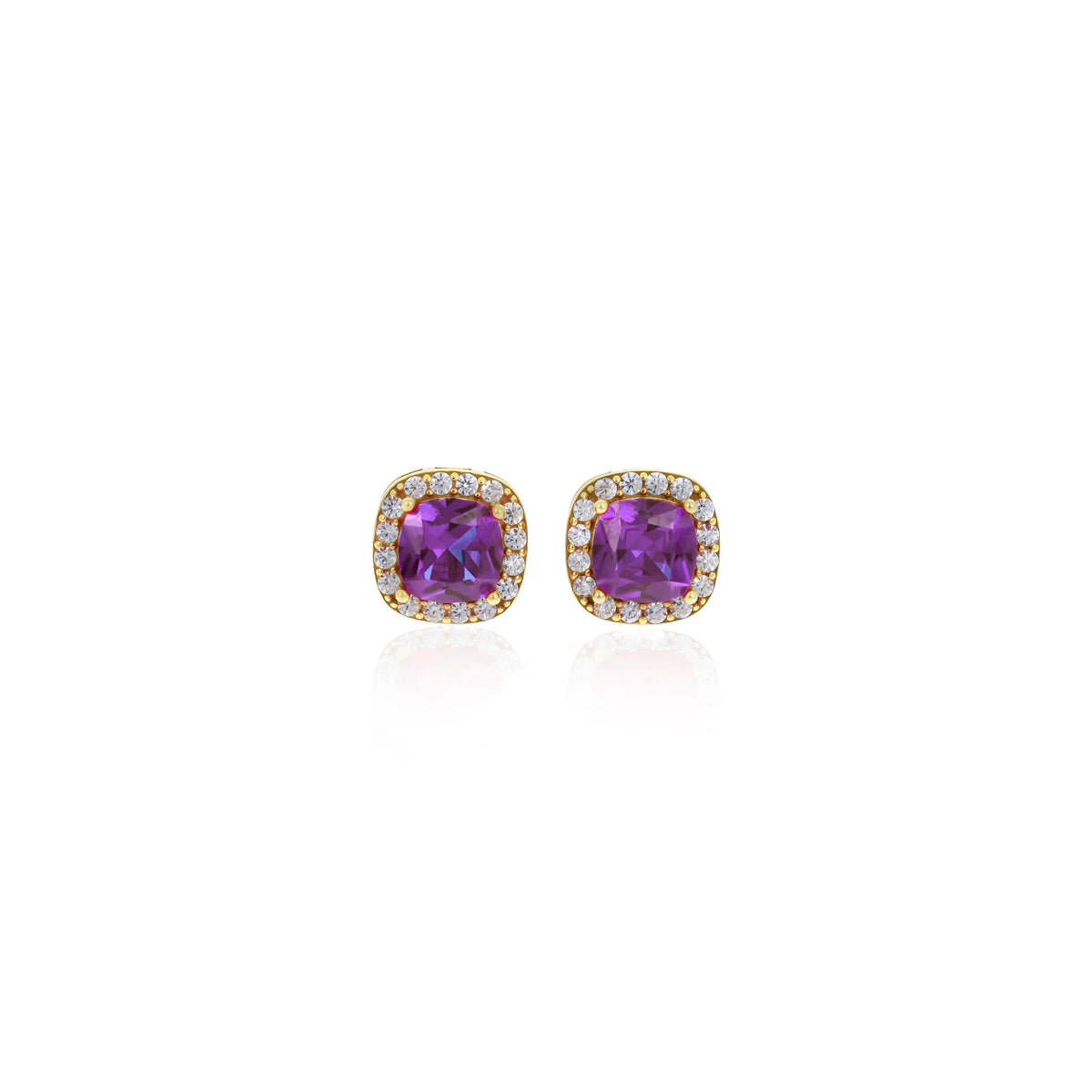 Sterling Silver Square Birthstone Stud Earrings