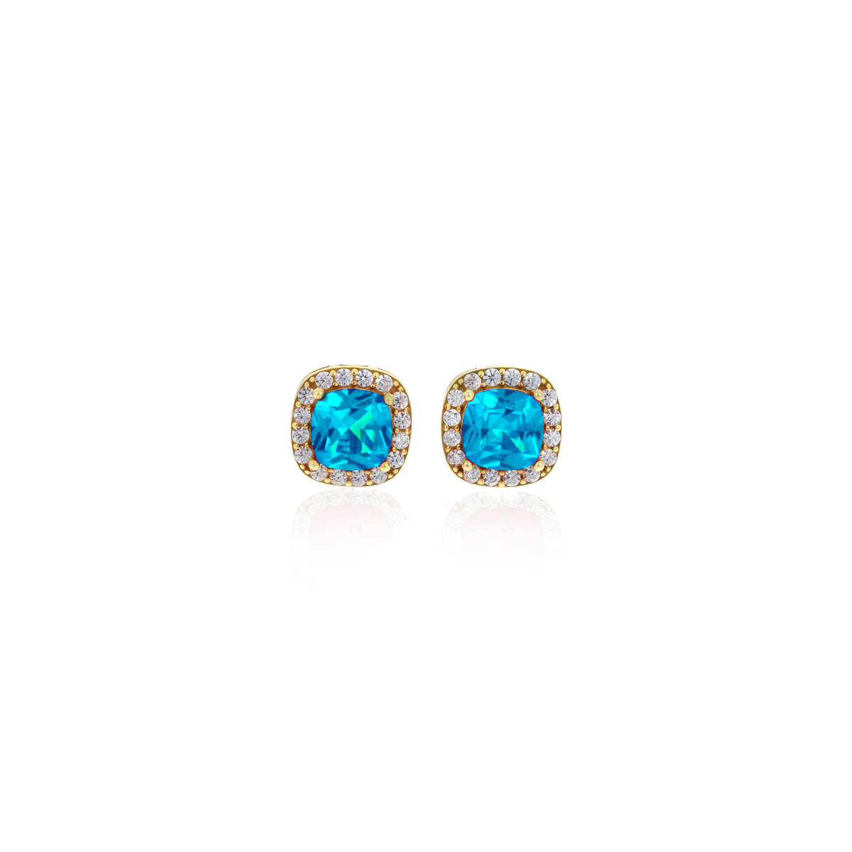 Sterling Silver Square Birthstone Stud Earrings