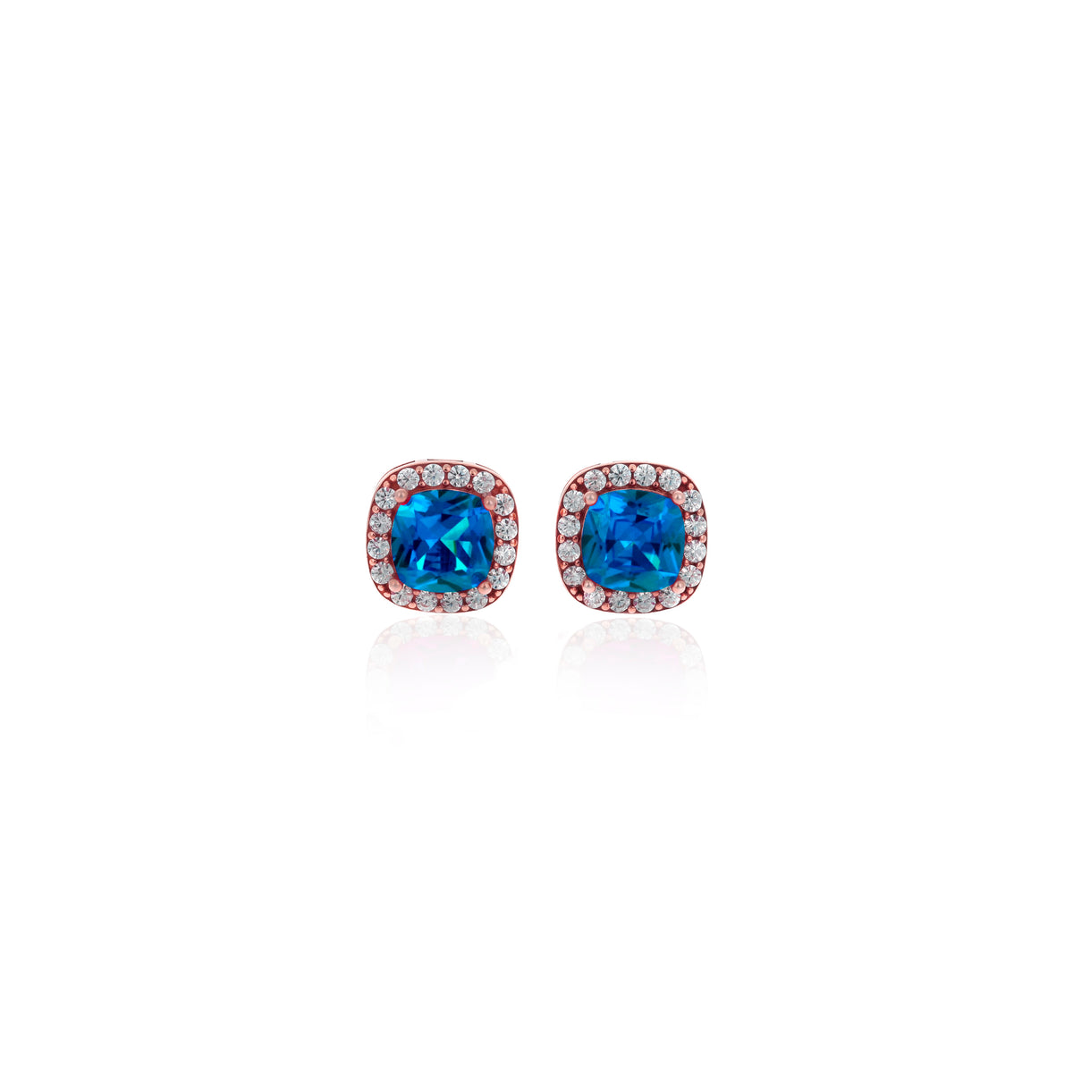 Sterling Silver Square Birthstone Stud Earrings