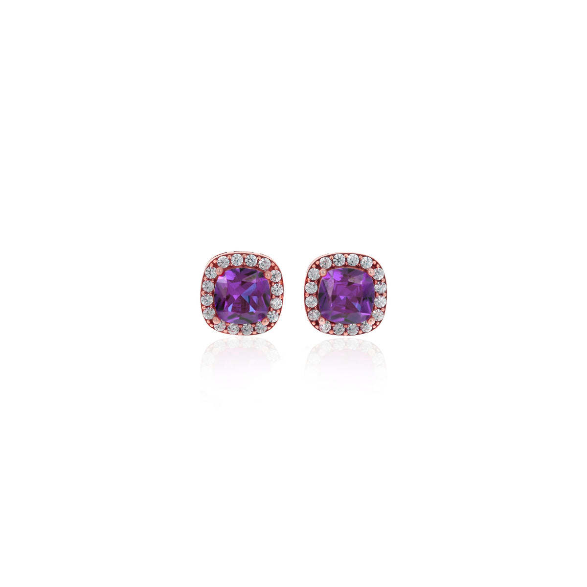 Sterling Silver Square Birthstone Stud Earrings
