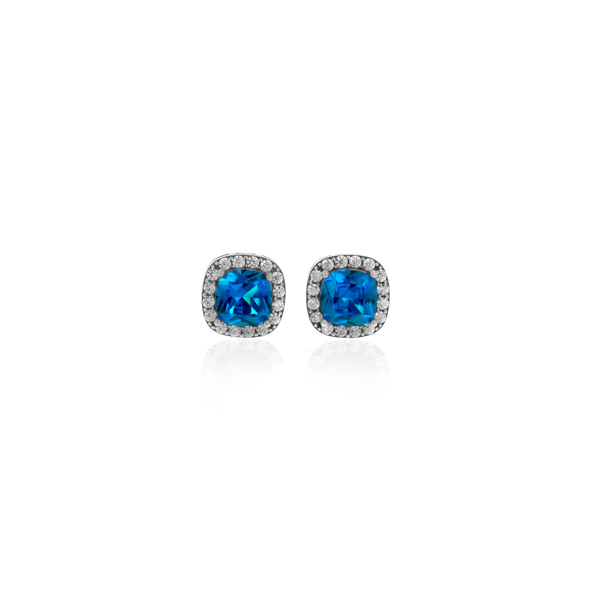 Sterling Silver Square Birthstone Stud Earrings