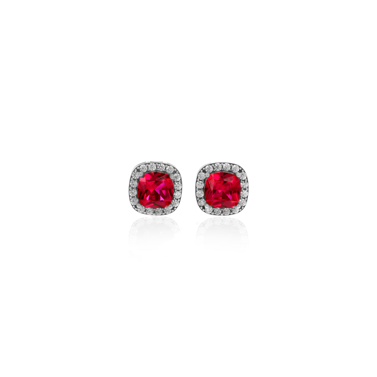 Sterling Silver Square Birthstone Stud Earrings