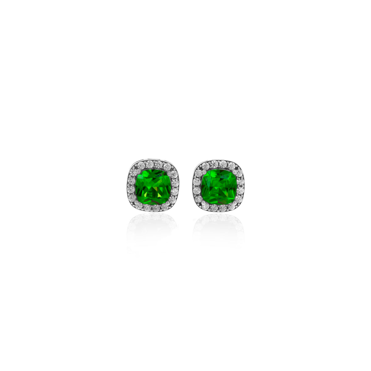 Sterling Silver Square Birthstone Stud Earrings