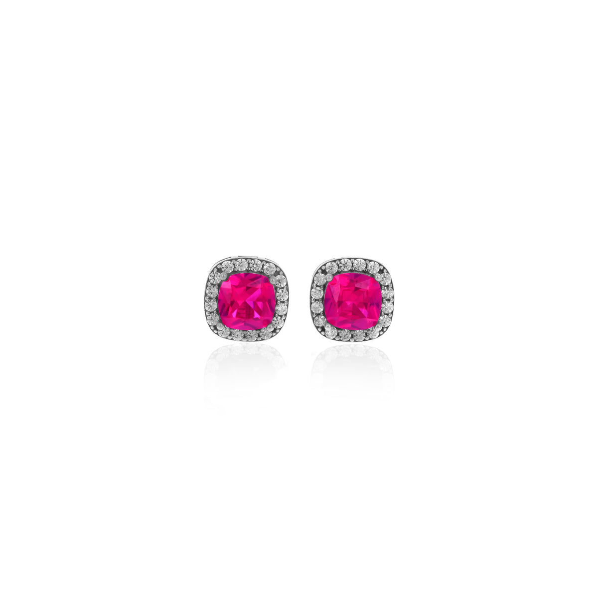 Sterling Silver Square Birthstone Stud Earrings