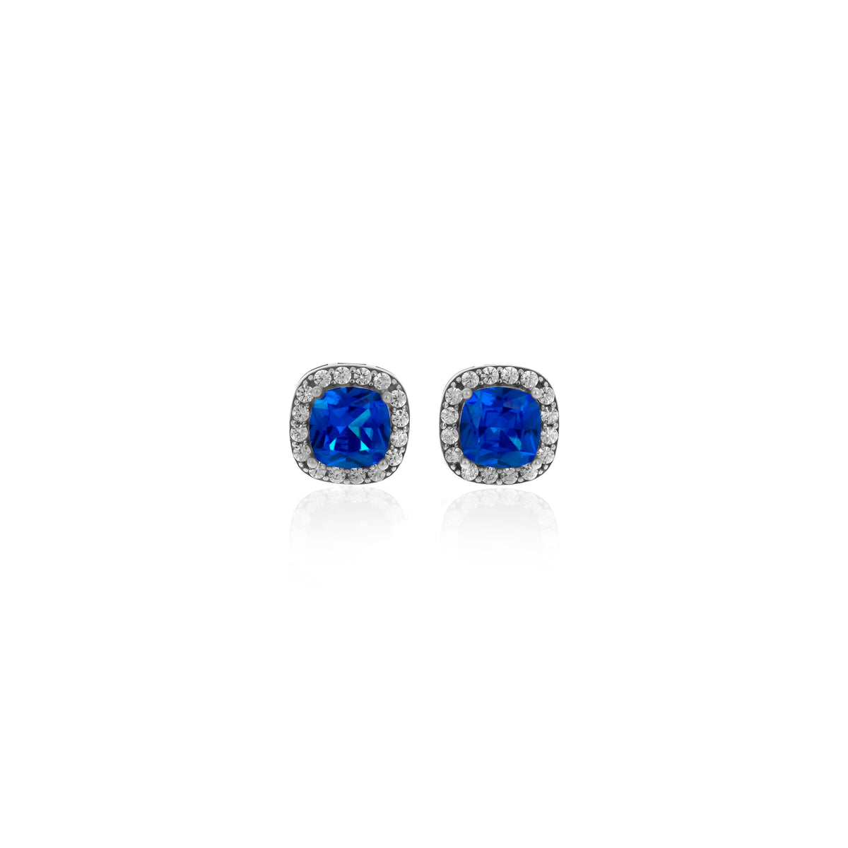 Sterling Silver Square Birthstone Stud Earrings