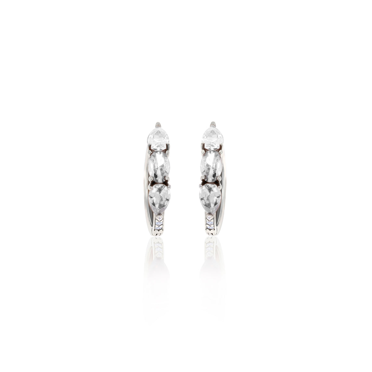 Sterling Silver Color CZ Huggie Hoop Earrings
