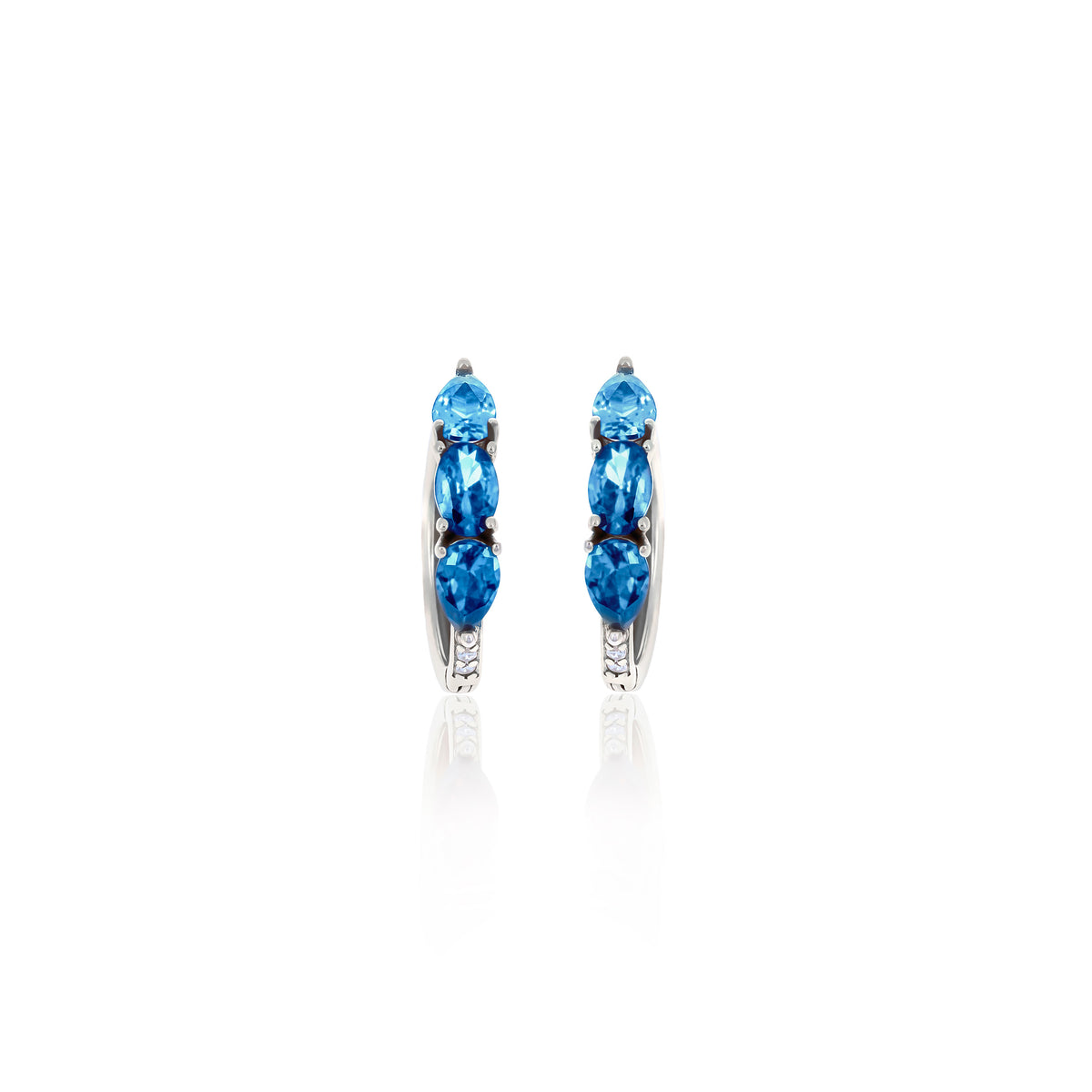 Sterling Silver Color CZ Huggie Hoop Earrings