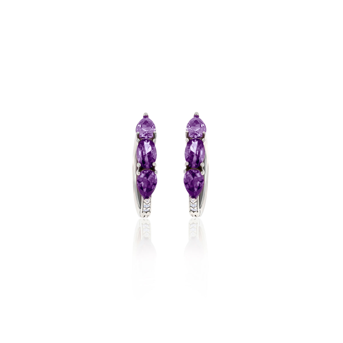 Sterling Silver Color CZ Huggie Hoop Earrings