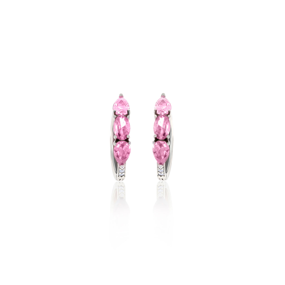 Sterling Silver Color CZ Huggie Hoop Earrings