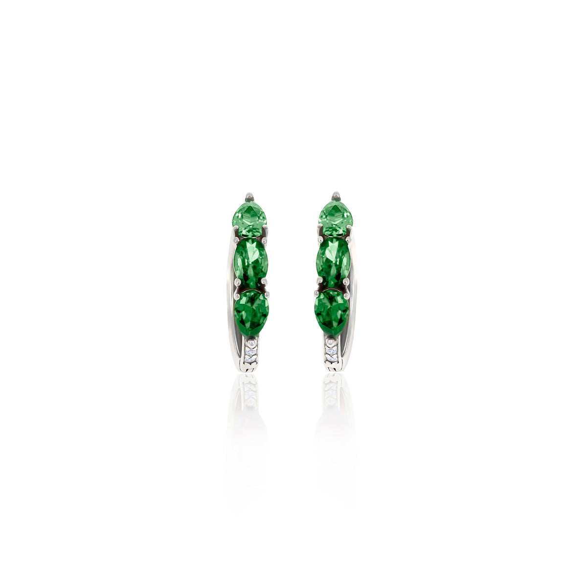 Sterling Silver Color CZ Huggie Hoop Earrings