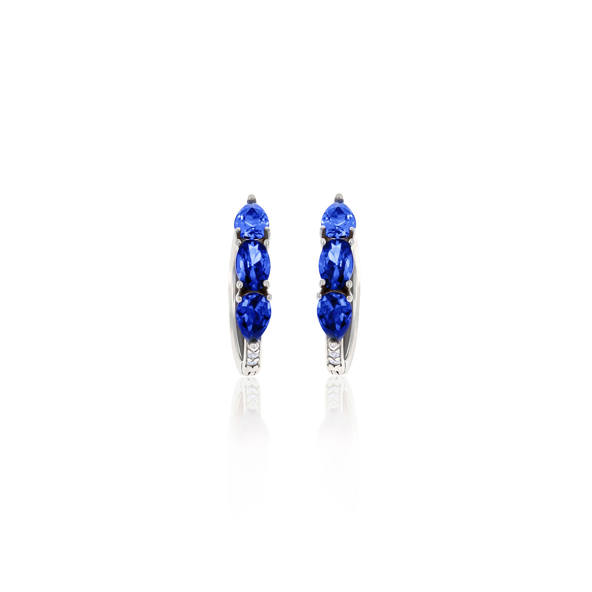 Sterling Silver Color CZ Huggie Hoop Earrings