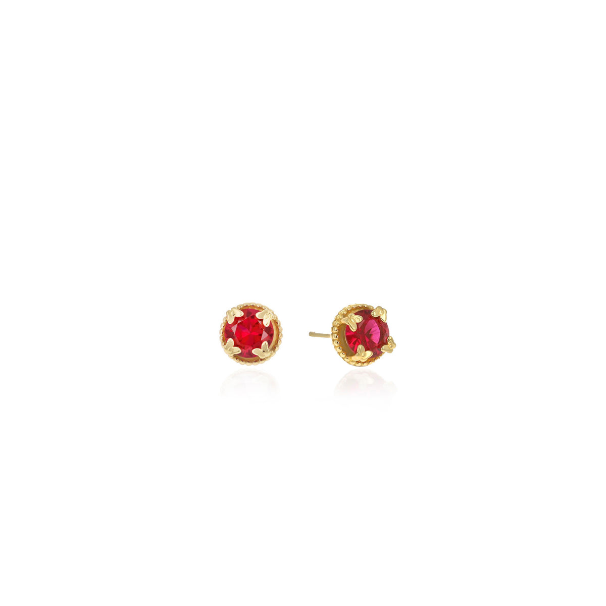 Sterling Silver Round Birthstone Stud Earrings