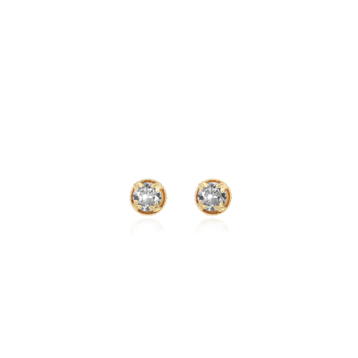 Sterling Silver Round Birthstone Stud Earrings