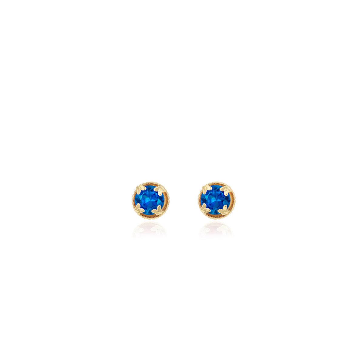 Sterling Silver Round Birthstone Stud Earrings