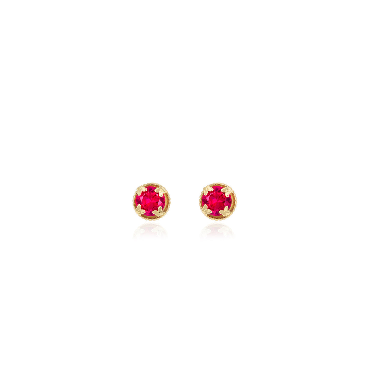 Sterling Silver Round Birthstone Stud Earrings