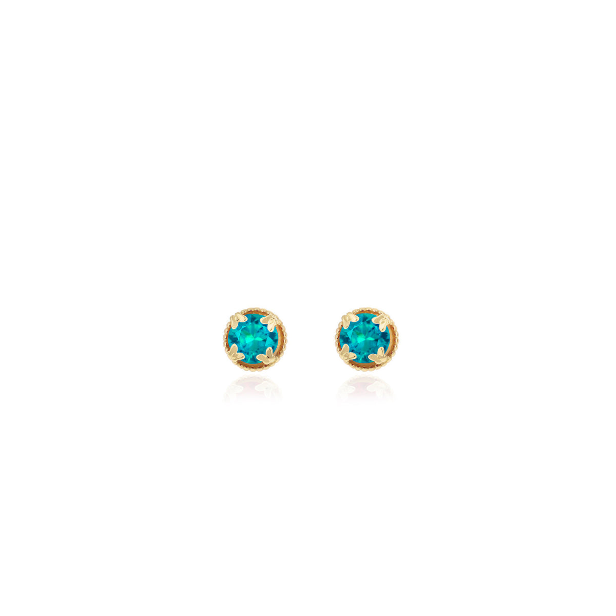 Sterling Silver Round Birthstone Stud Earrings