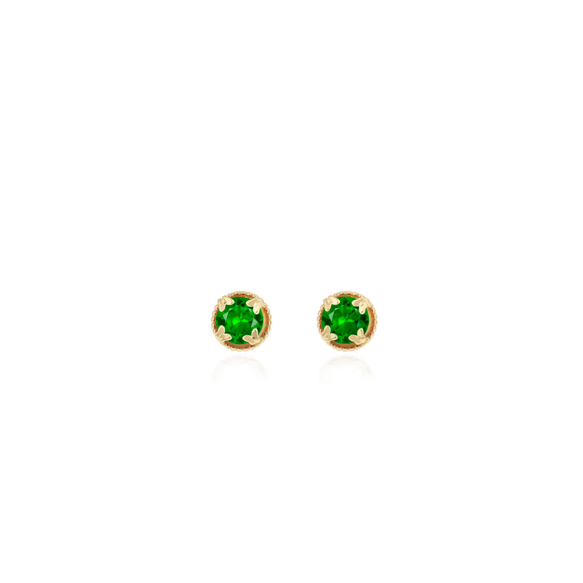 Sterling Silver Round Birthstone Stud Earrings