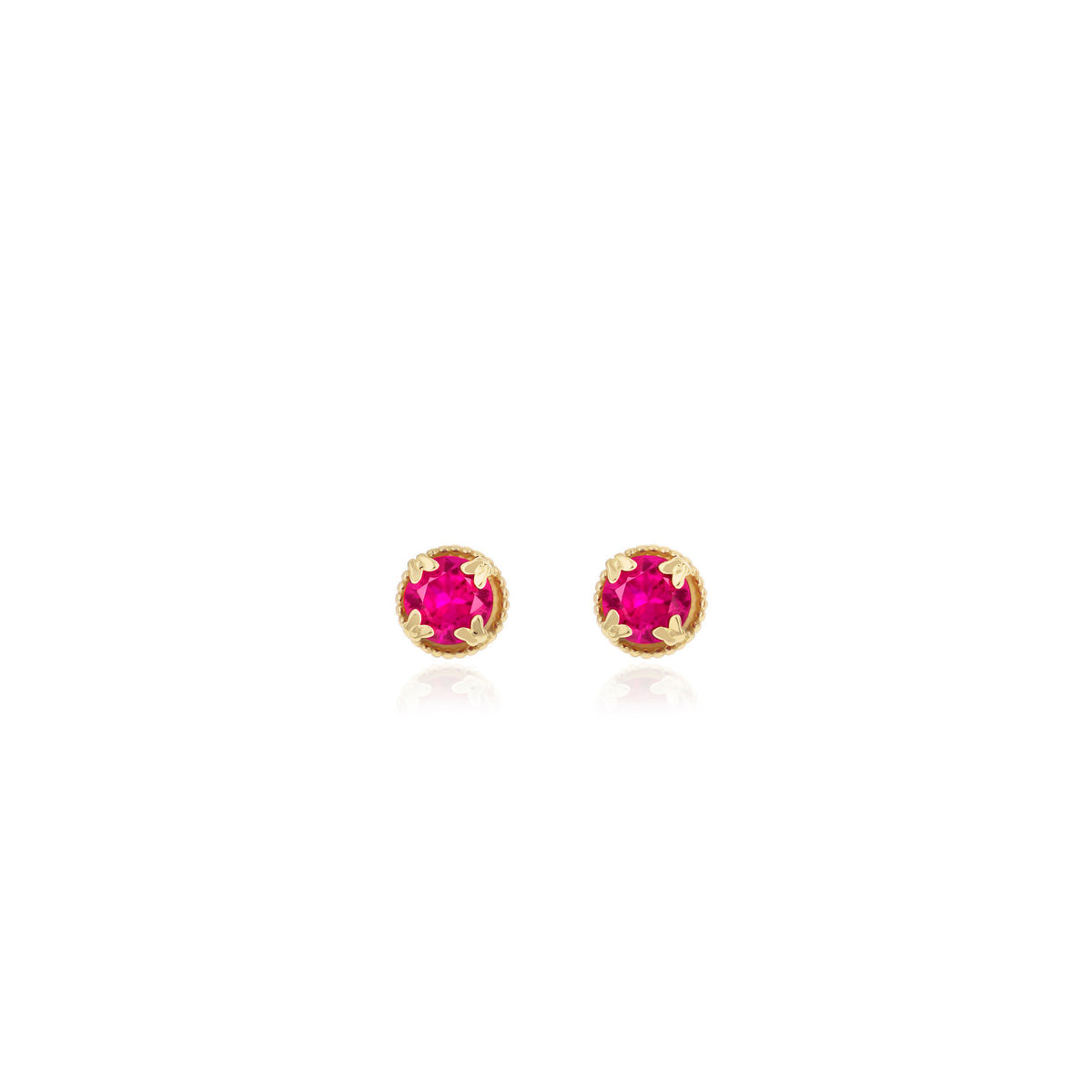 Sterling Silver Round Birthstone Stud Earrings