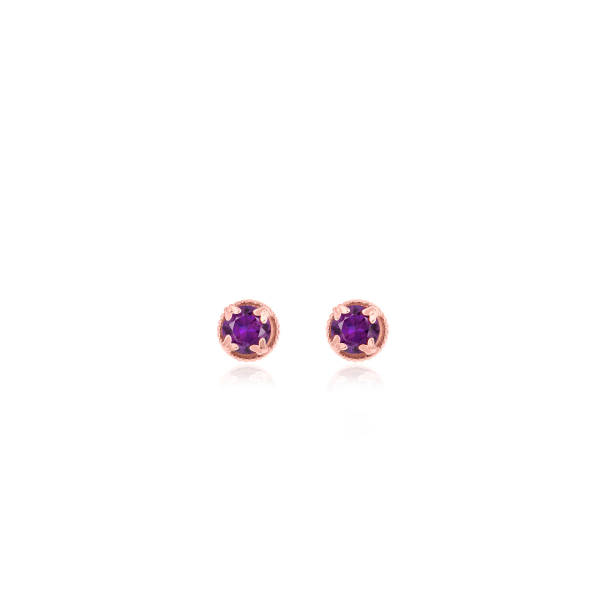 Sterling Silver Round Birthstone Stud Earrings