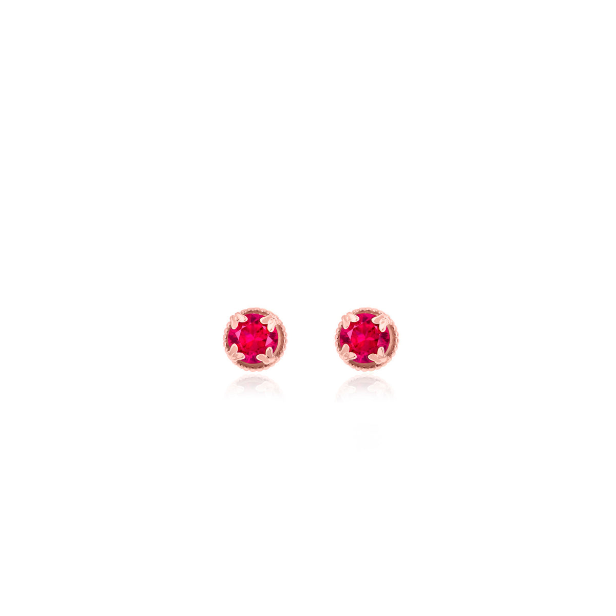 Sterling Silver Round Birthstone Stud Earrings