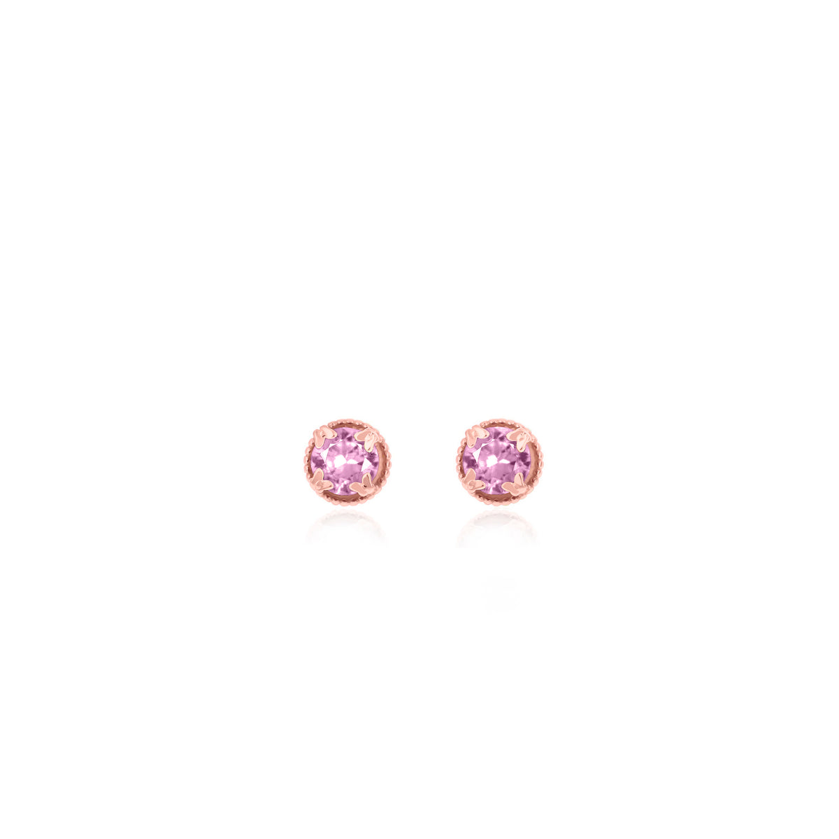 Sterling Silver Round Birthstone Stud Earrings