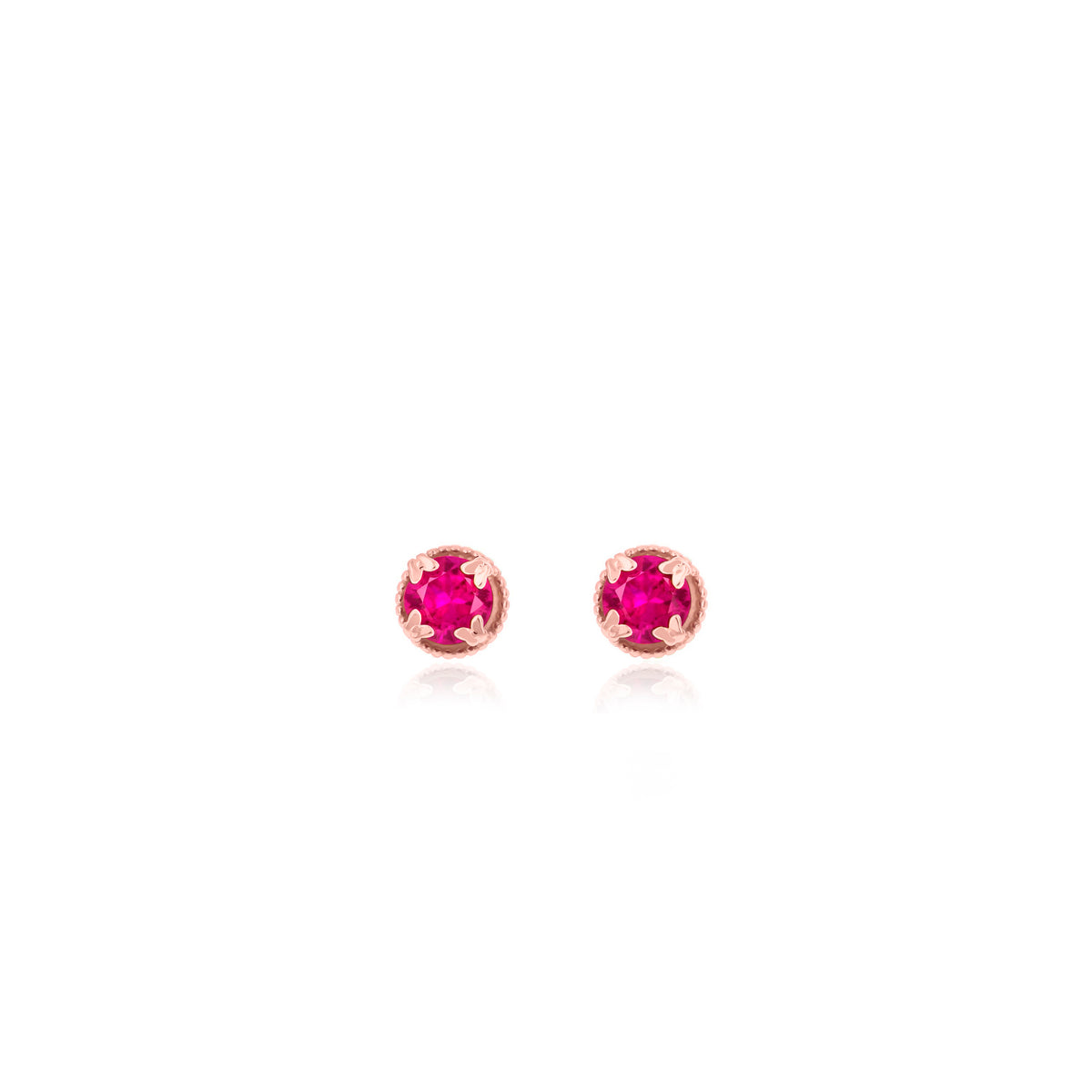 Sterling Silver Round Birthstone Stud Earrings