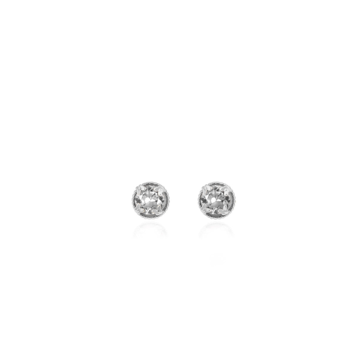 Sterling Silver Round Birthstone Stud Earrings