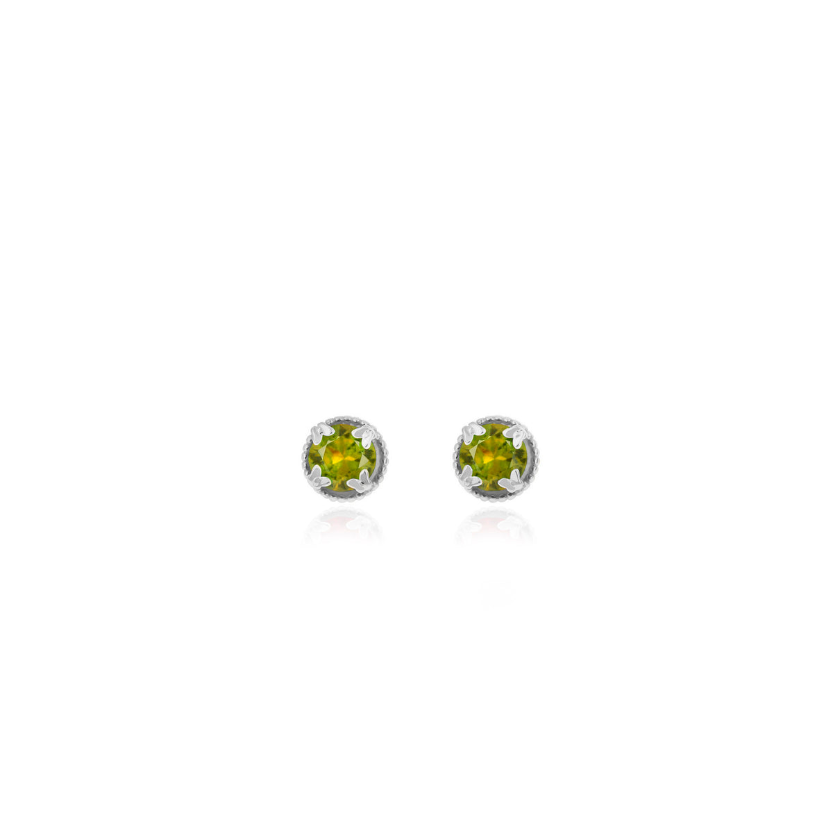Sterling Silver Round Birthstone Stud Earrings