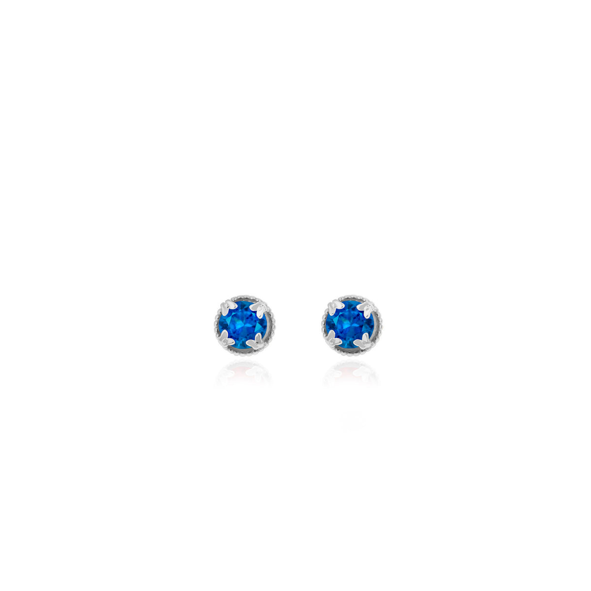 Sterling Silver Round Birthstone Stud Earrings