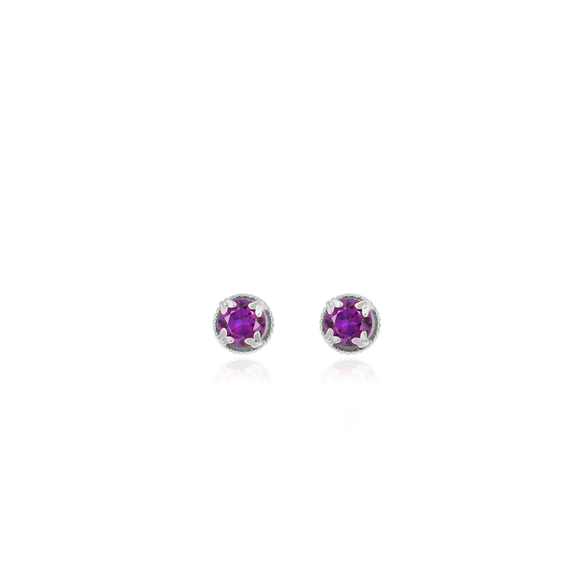 Sterling Silver Round Birthstone Stud Earrings