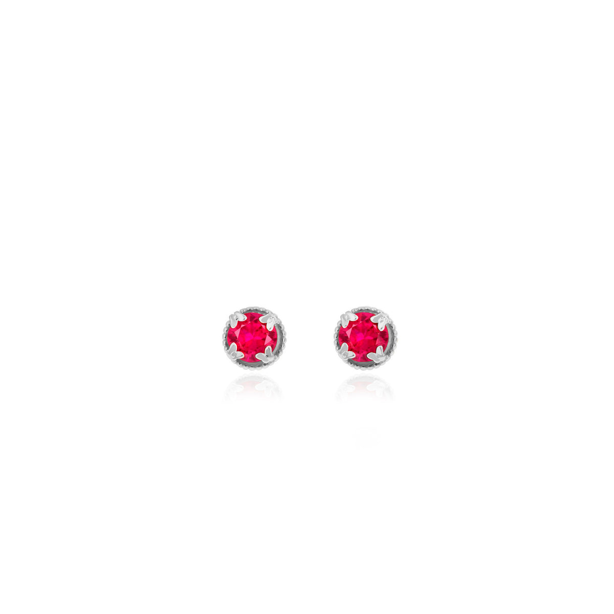Sterling Silver Round Birthstone Stud Earrings