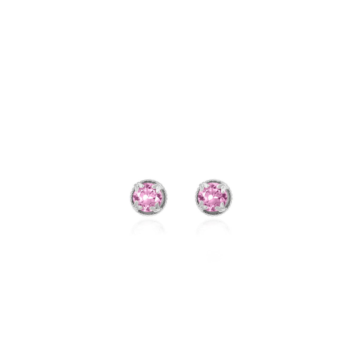 Sterling Silver Round Birthstone Stud Earrings