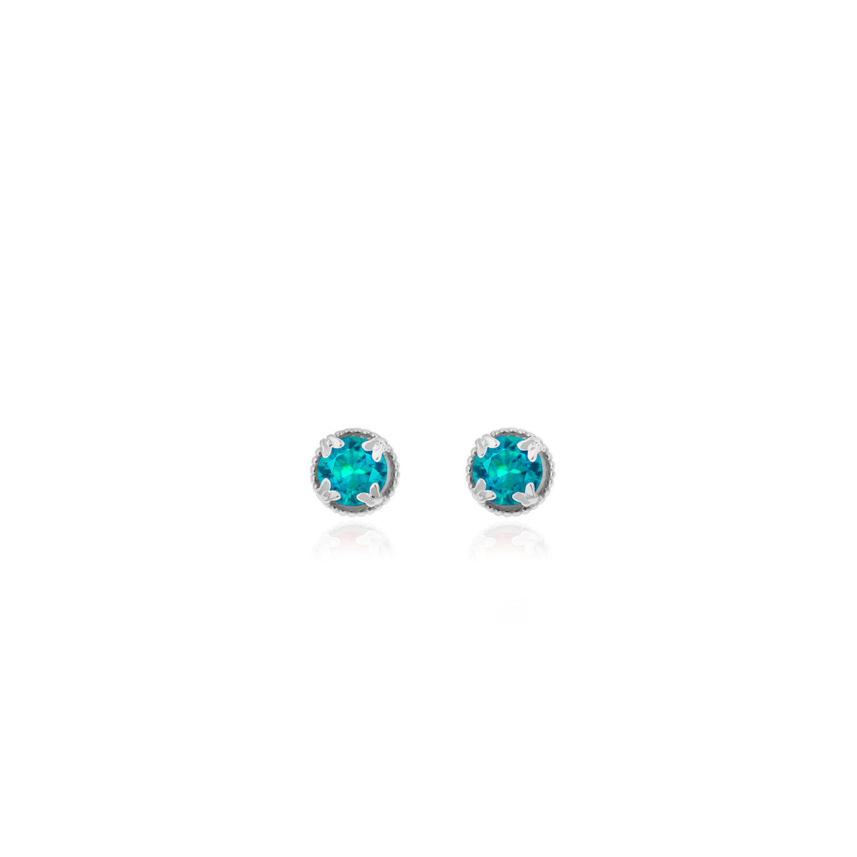Sterling Silver Round Birthstone Stud Earrings