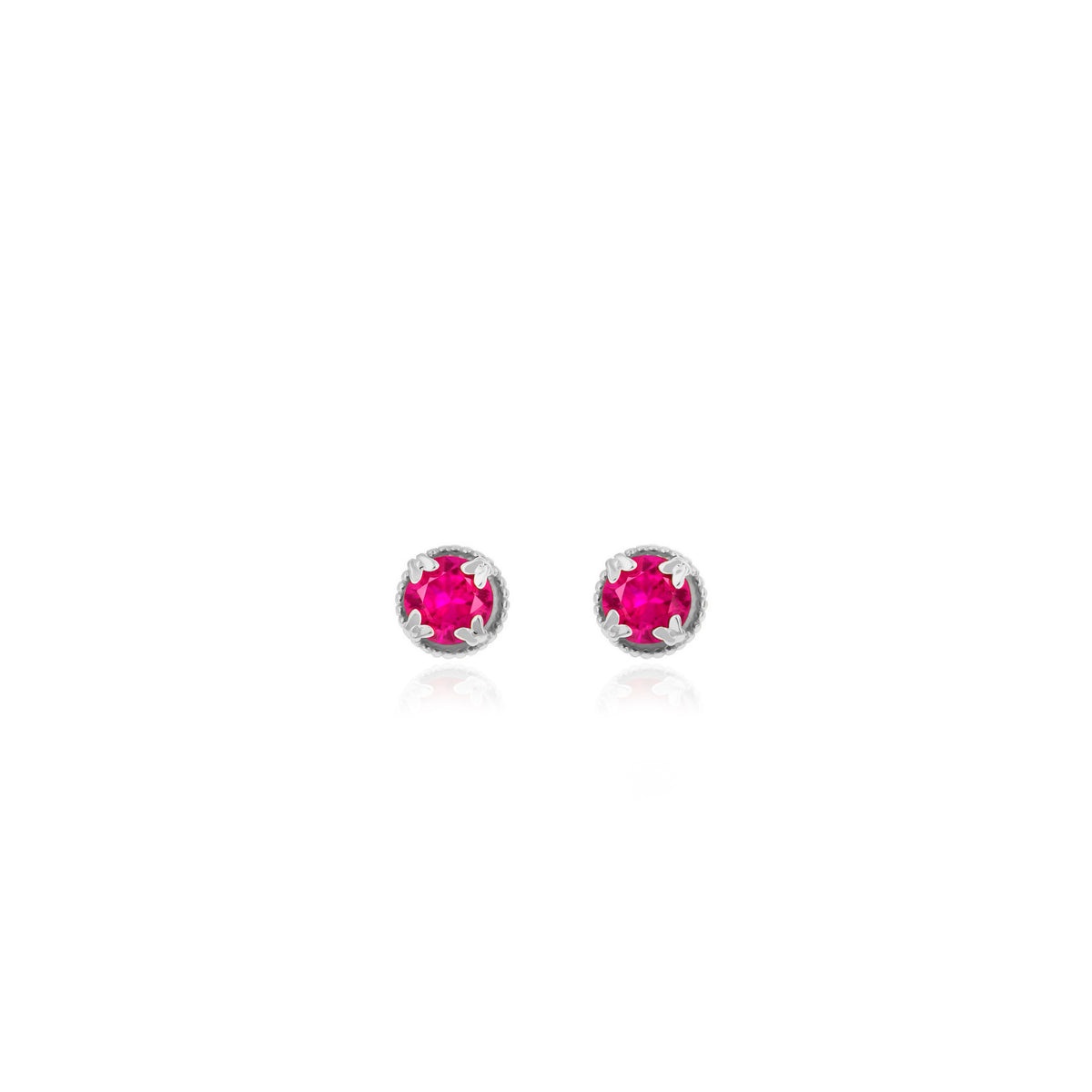 Sterling Silver Round Birthstone Stud Earrings