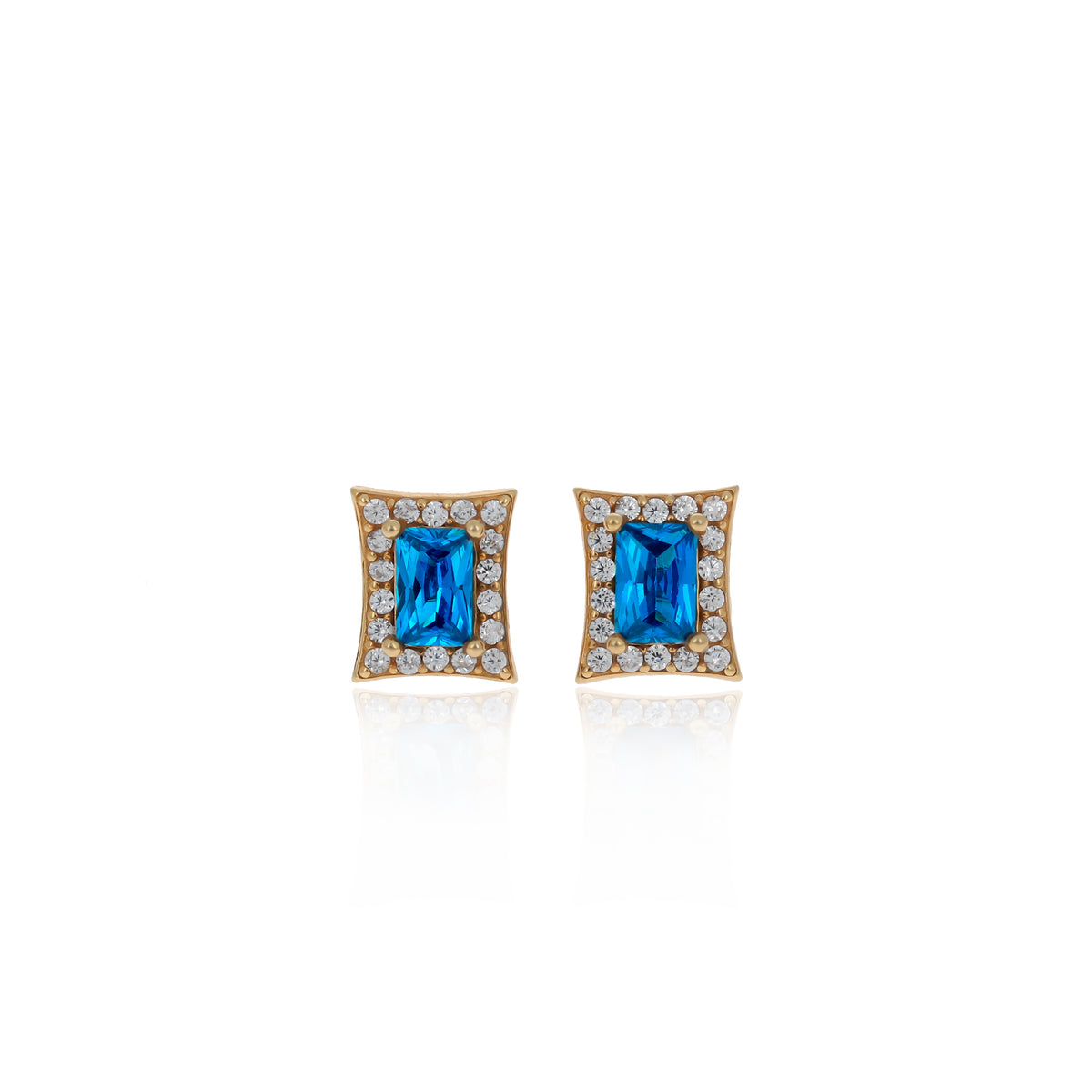 Sterling Silver Princess-Cut Birthstone Stud Earrings