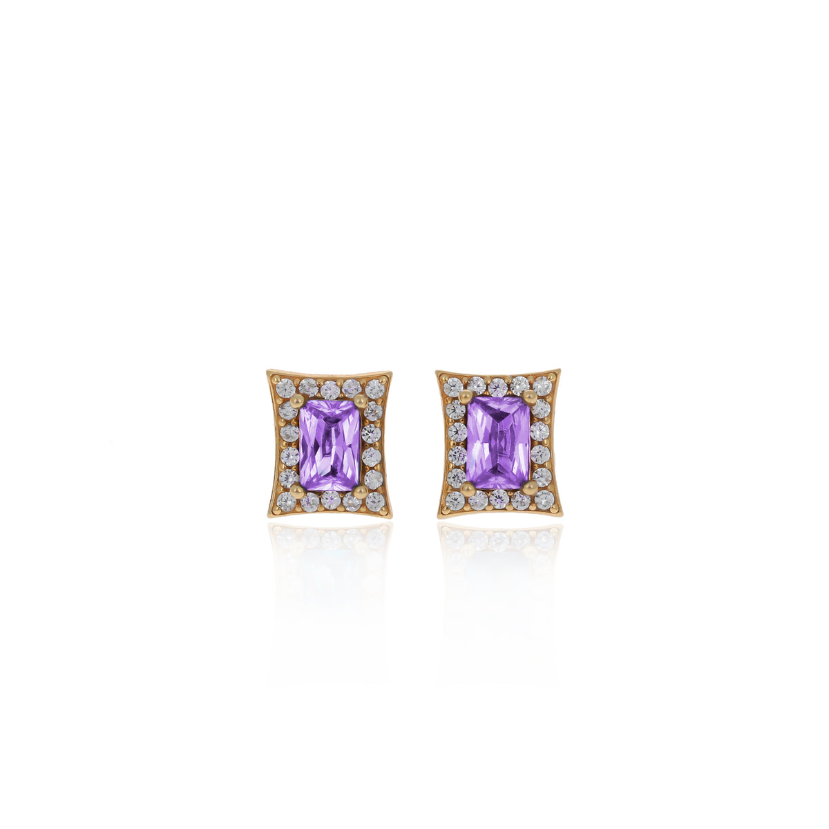 Sterling Silver Princess-Cut Birthstone Stud Earrings