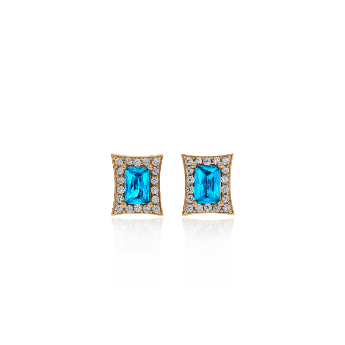 Sterling Silver Princess-Cut Birthstone Stud Earrings