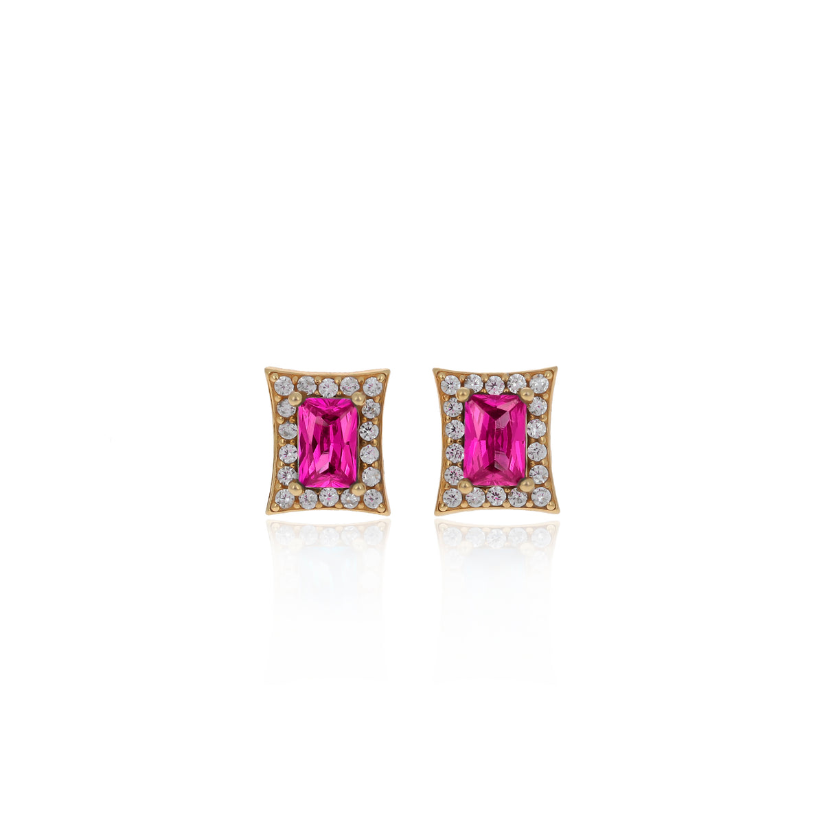 Sterling Silver Princess-Cut Birthstone Stud Earrings