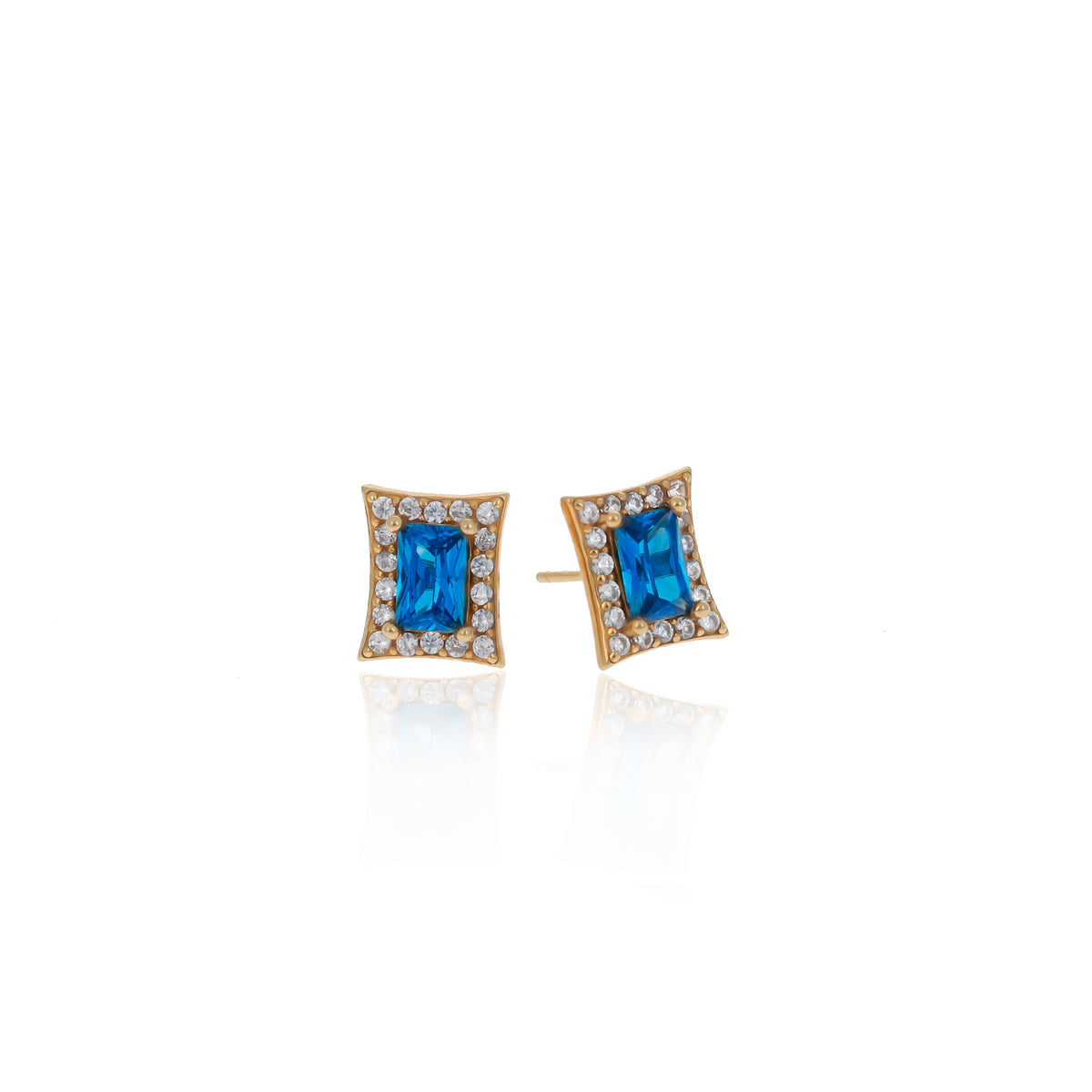 Sterling Silver Princess-Cut Birthstone Stud Earrings