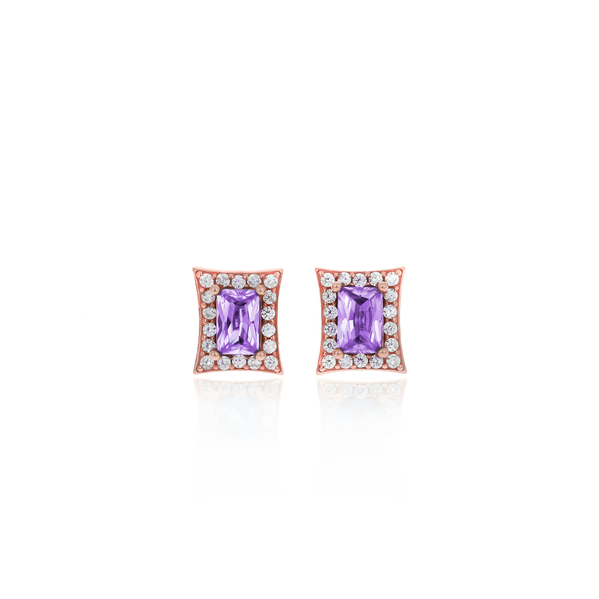 Sterling Silver Princess-Cut Birthstone Stud Earrings