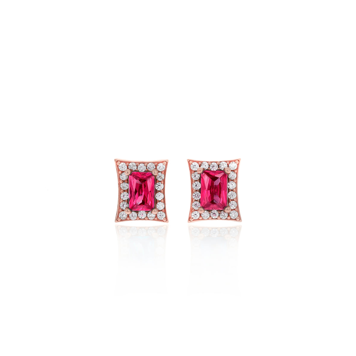 Sterling Silver Princess-Cut Birthstone Stud Earrings