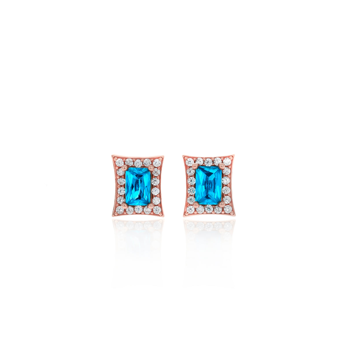 Sterling Silver Princess-Cut Birthstone Stud Earrings