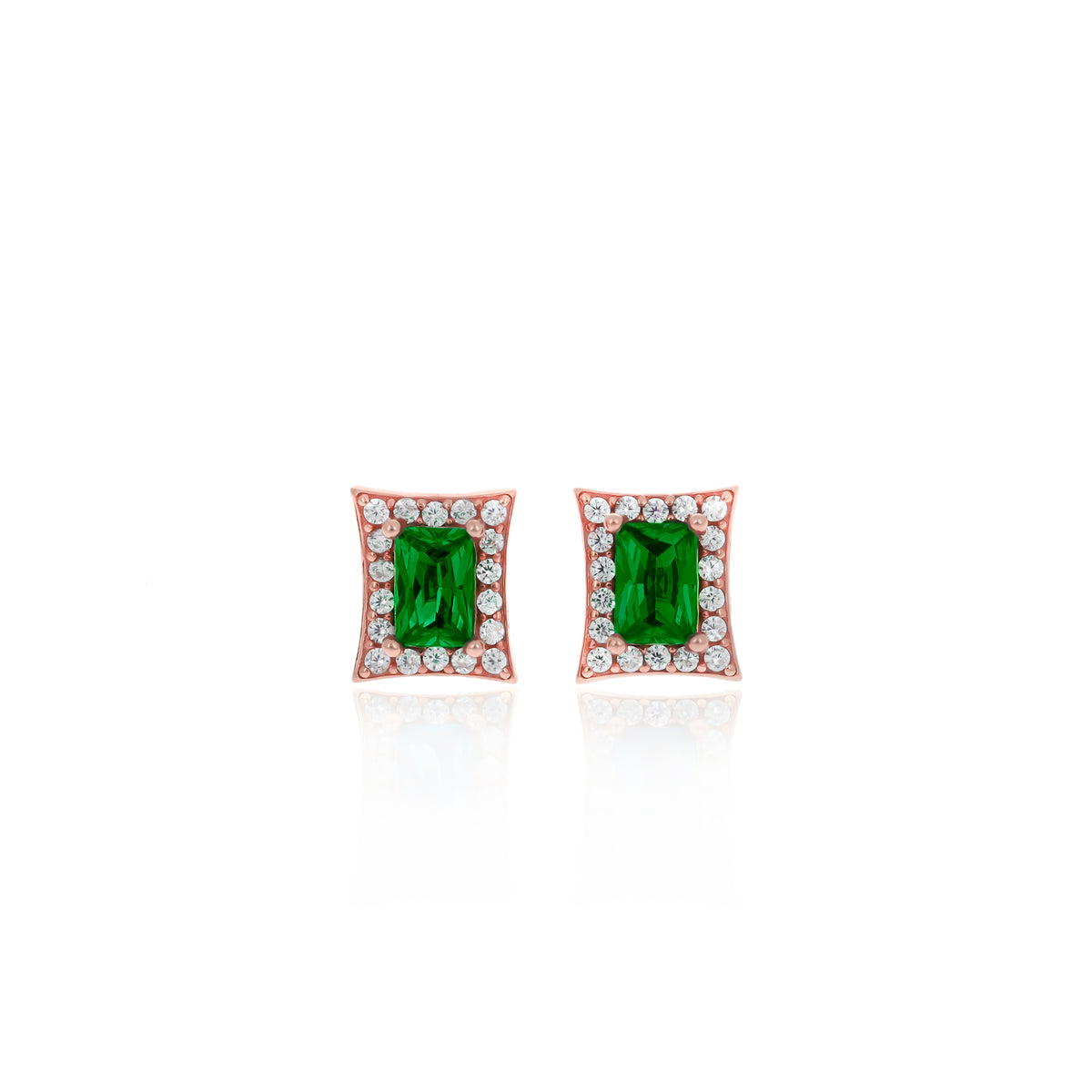 Sterling Silver Princess-Cut Birthstone Stud Earrings
