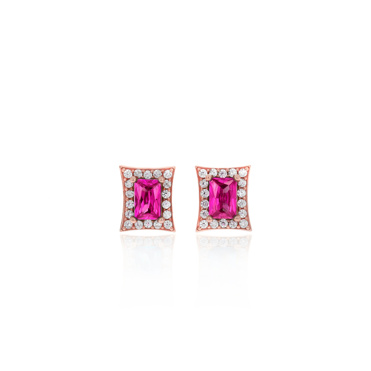 Sterling Silver Princess-Cut Birthstone Stud Earrings