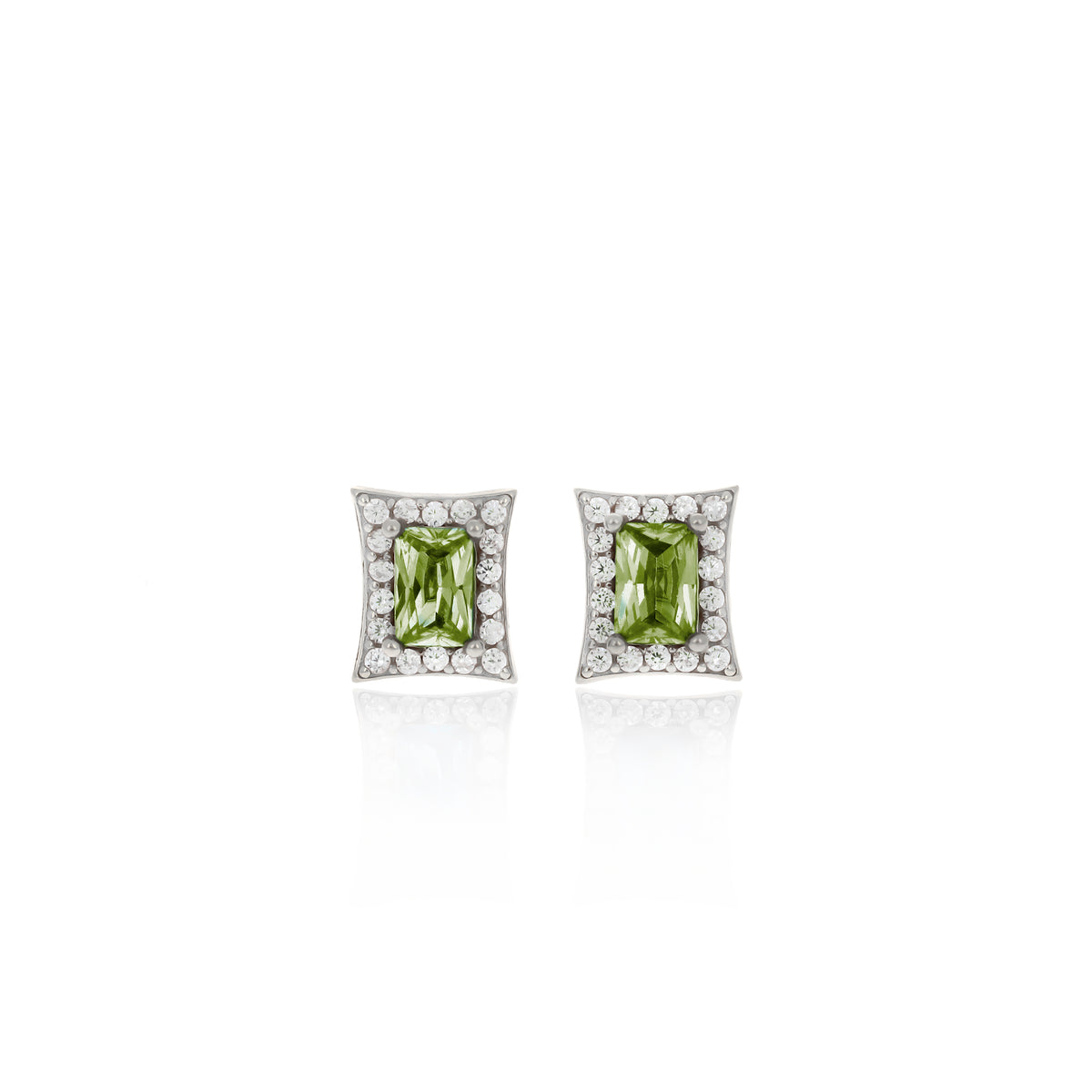 Sterling Silver Princess-Cut Birthstone Stud Earrings