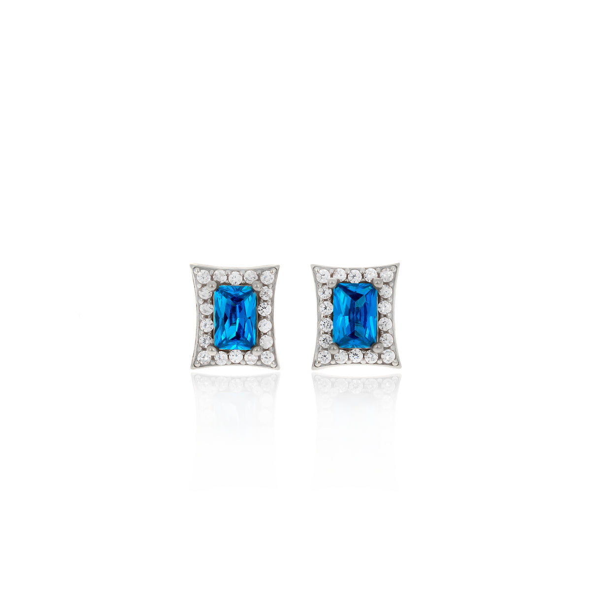 Sterling Silver Princess-Cut Birthstone Stud Earrings