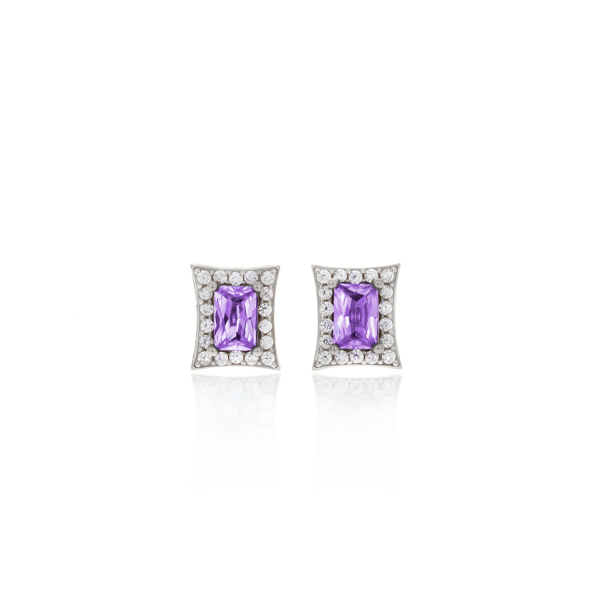 Sterling Silver Princess-Cut Birthstone Stud Earrings
