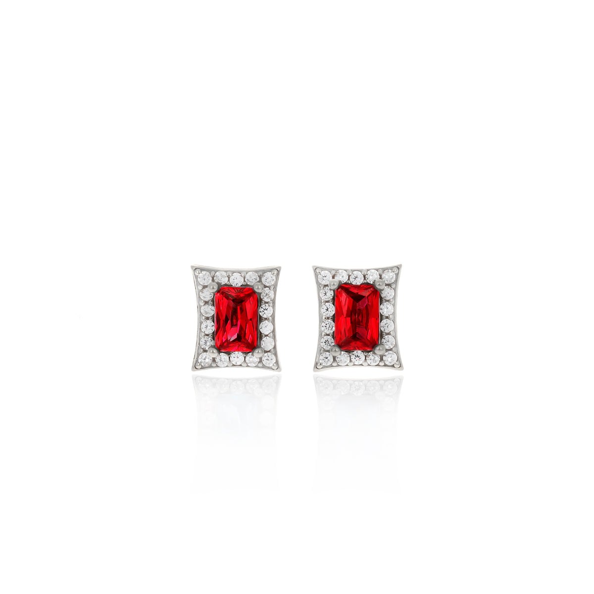 Sterling Silver Princess-Cut Birthstone Stud Earrings
